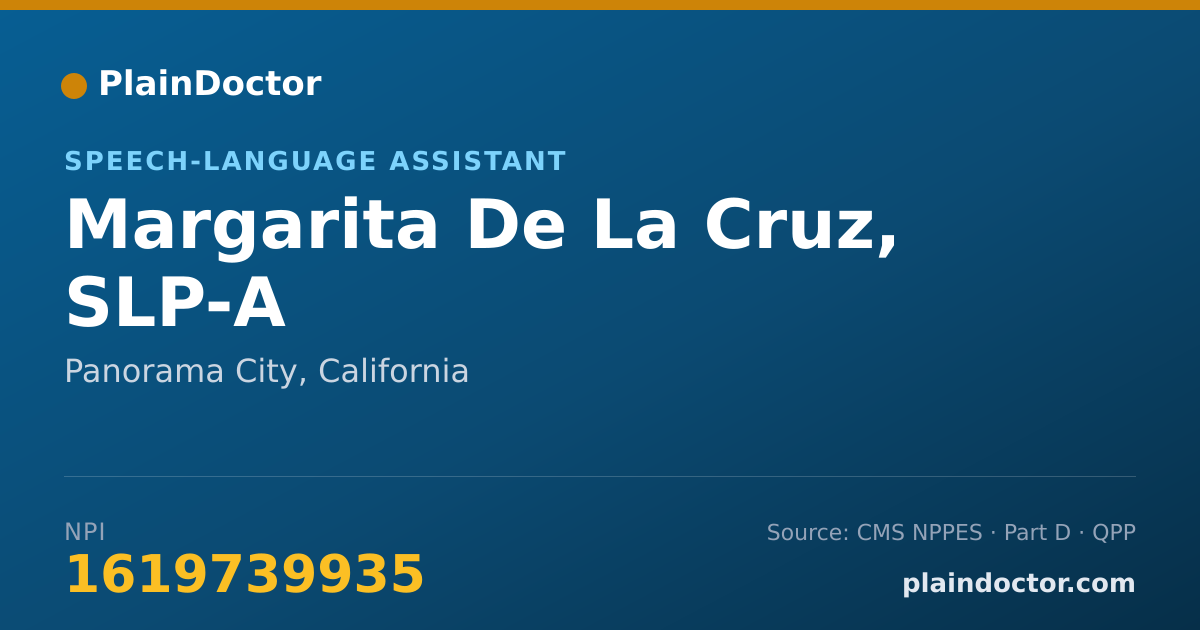 Shareable card for Margarita De La Cruz, SLP-A - Speech-Language Assistant, Panorama City, CA