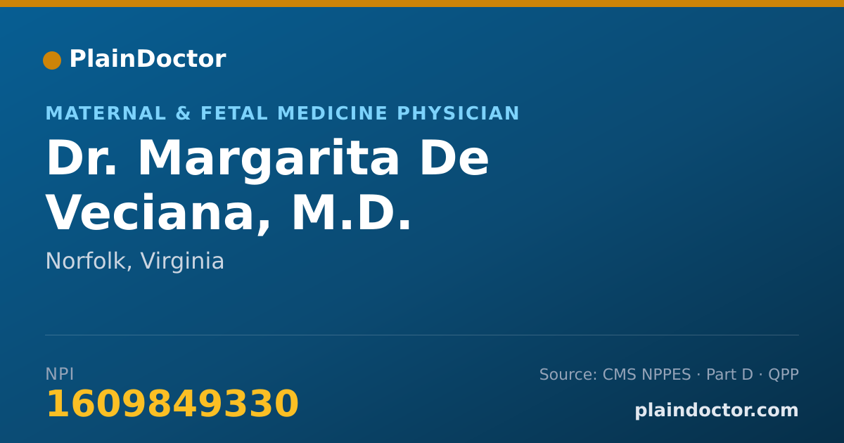 Shareable card for Margarita De Veciana, M.D. - Maternal & Fetal Medicine Physician, Norfolk, VA