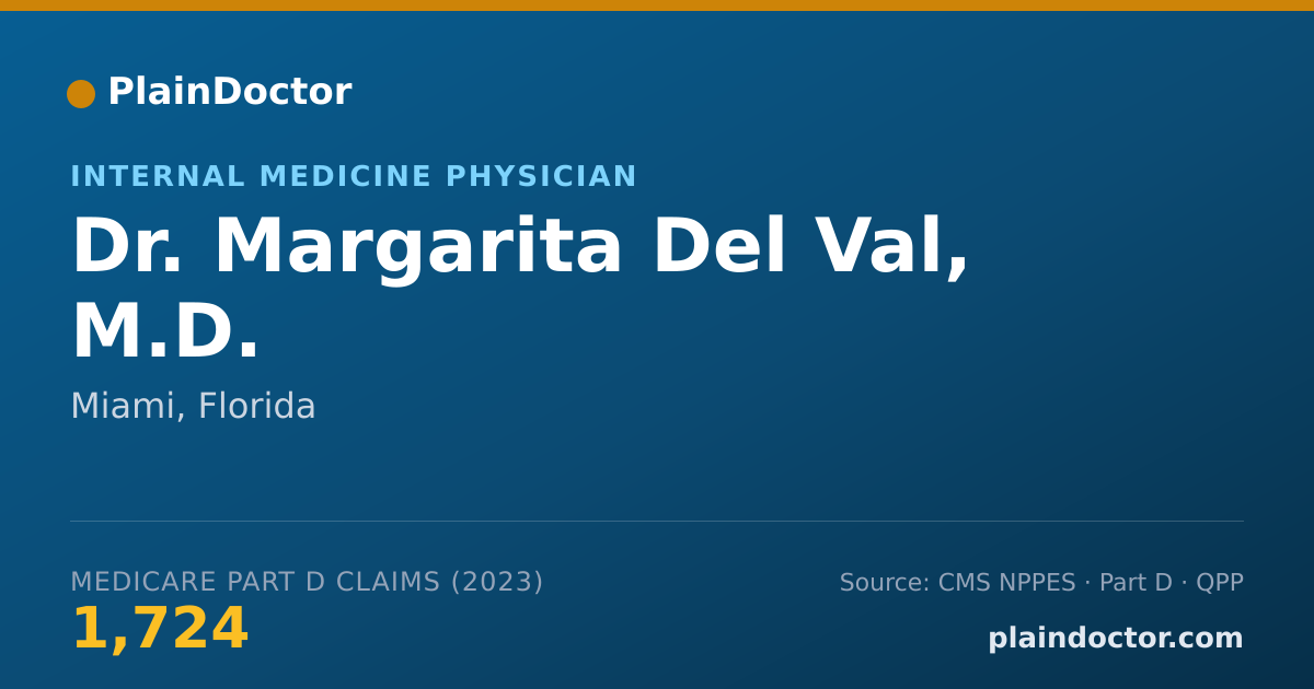 Shareable card for Margarita Del Val, M.D. - Internal Medicine Physician, Miami, FL
