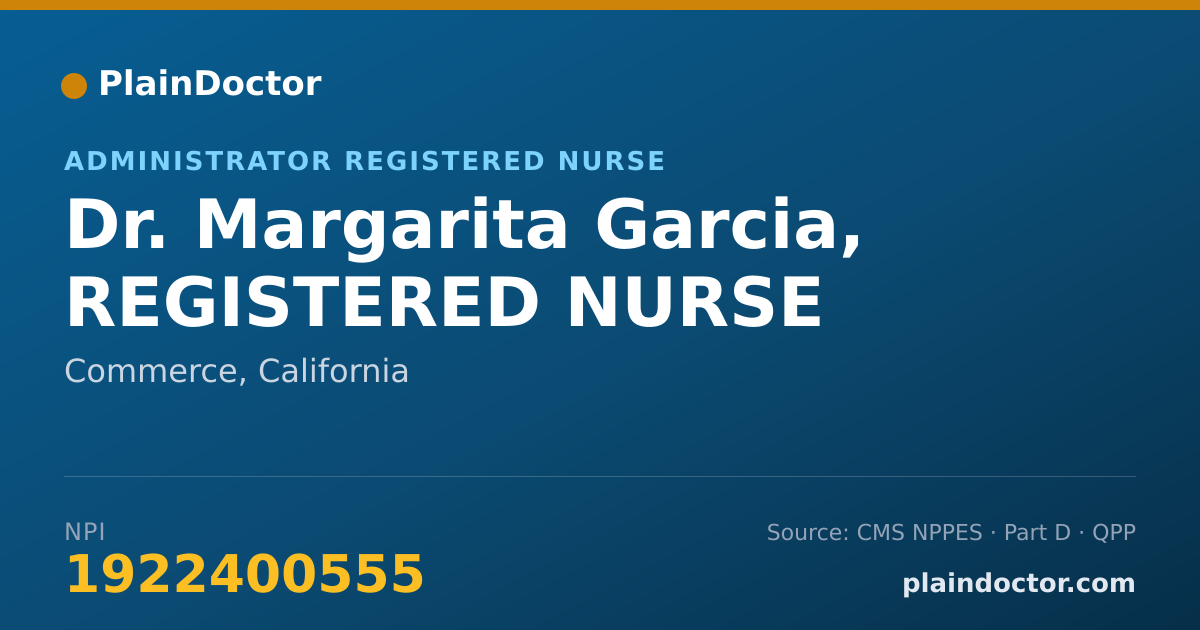 Shareable card for Margarita Garcia, REGISTERED NURSE - Administrator Registered Nurse, Commerce, CA