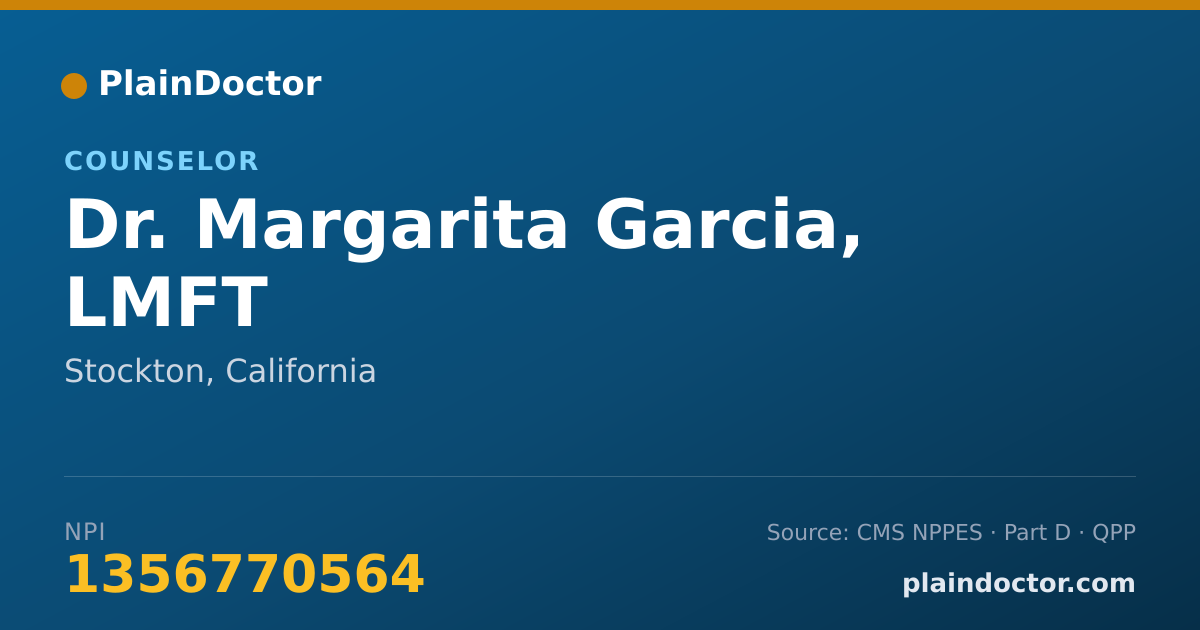Shareable card for Margarita Garcia, LMFT - Counselor, Stockton, CA