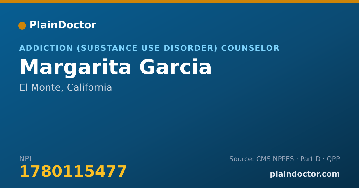 Shareable card for Margarita Garcia - Addiction (Substance Use Disorder) Counselor, El Monte, CA