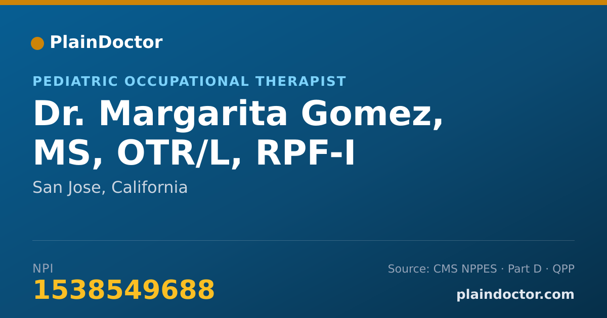 Shareable card for Margarita Gomez, MS, OTR/L, RPF-I - Pediatric Occupational Therapist, San Jose, CA