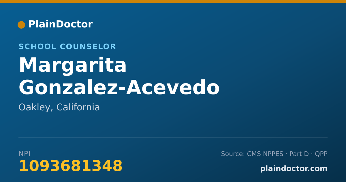 Shareable card for Margarita Gonzalez-Acevedo - School Counselor, Oakley, CA
