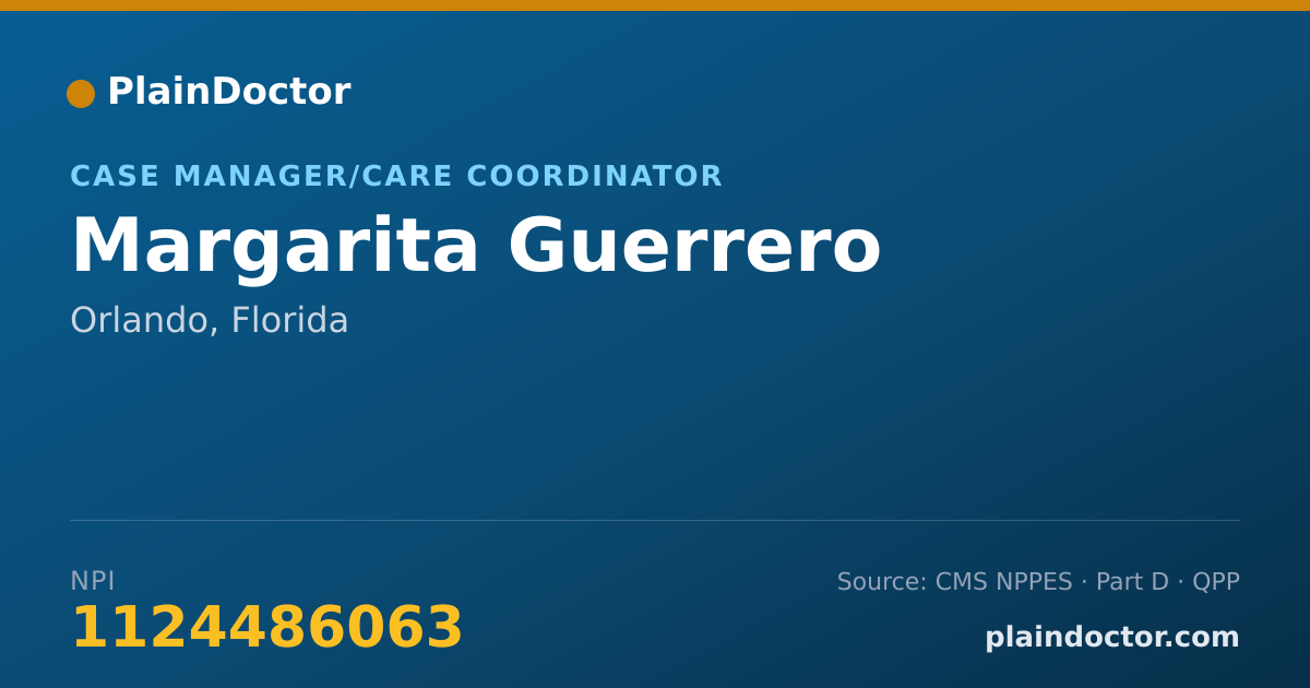 Shareable card for Margarita Guerrero - Case Manager/Care Coordinator, Orlando, FL
