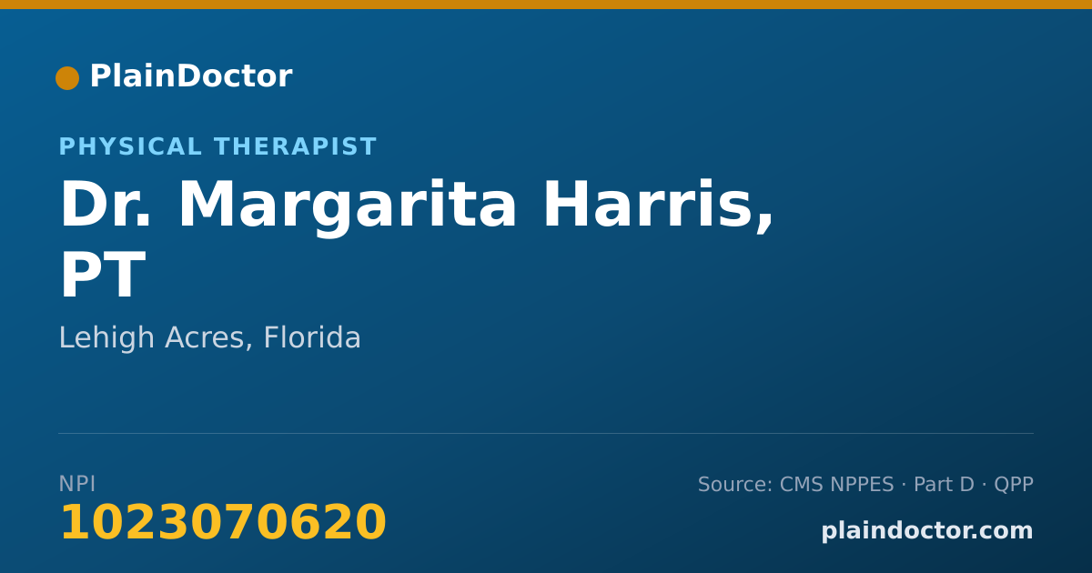 Shareable card for Margarita Harris, PT - Physical Therapist, Lehigh Acres, FL
