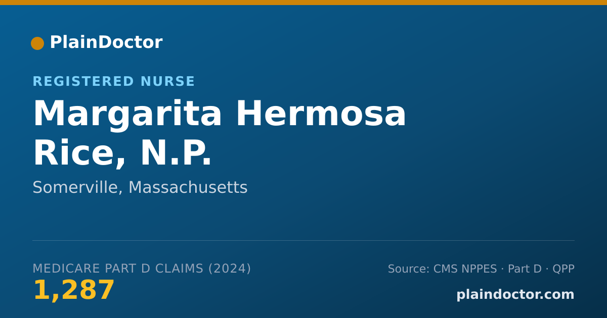Shareable card for Margarita Hermosa Rice, N.P. - Registered Nurse, Somerville, MA