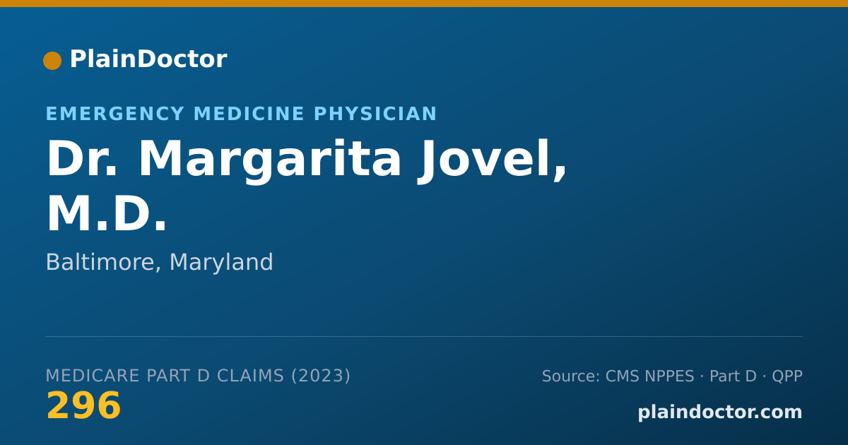 Shareable card for Margarita Jovel, M.D. - Emergency Medicine Physician, Baltimore, MD
