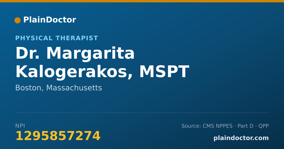 Shareable card for Margarita Kalogerakos, MSPT - Physical Therapist, Boston, MA