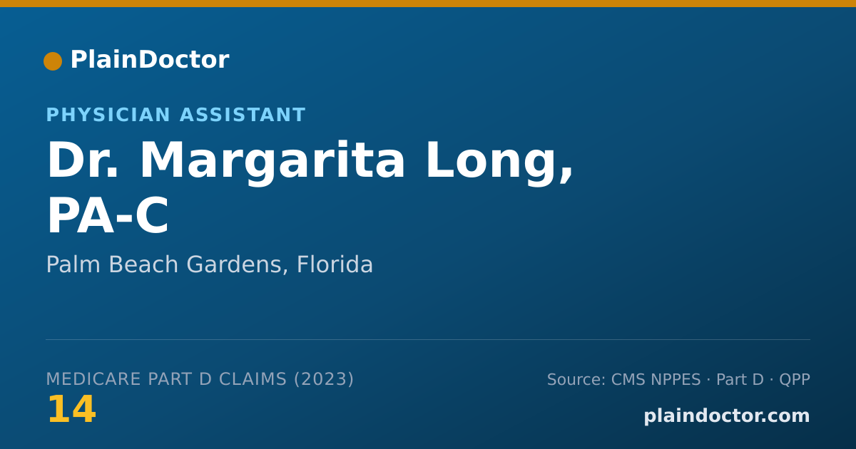 Shareable card for Margarita Long, PA-C - Physician Assistant, Palm Beach Gardens, FL