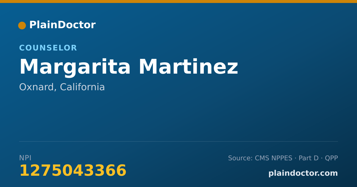 Shareable card for Margarita Martinez - Counselor, Oxnard, CA