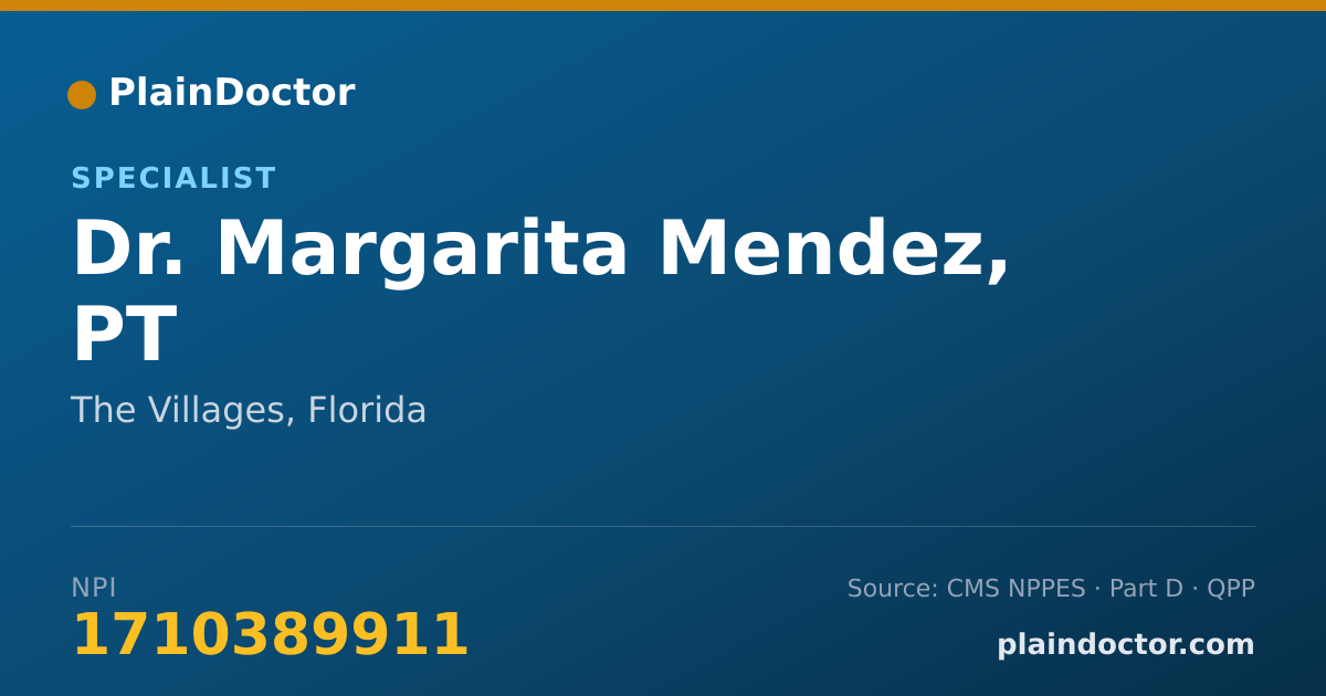 Shareable card for Margarita Mendez, PT - Specialist, The Villages, FL