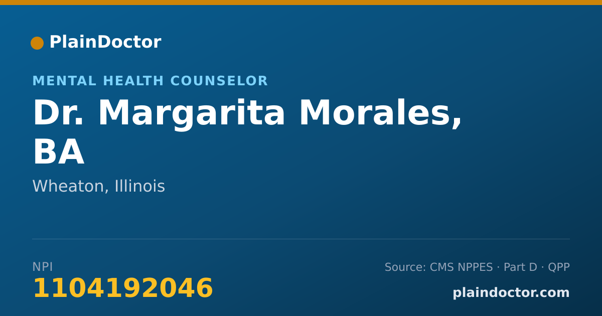 Shareable card for Margarita Morales, BA - Mental Health Counselor, Wheaton, IL