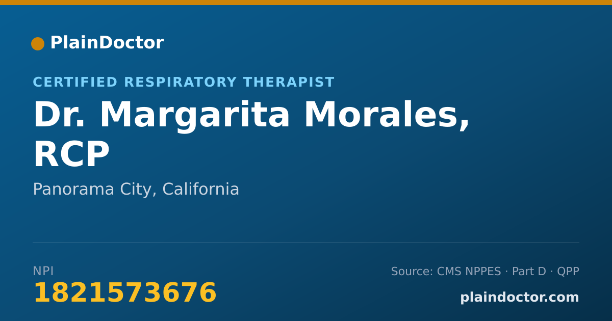 Shareable card for Margarita Morales, RCP - Certified Respiratory Therapist, Panorama City, CA