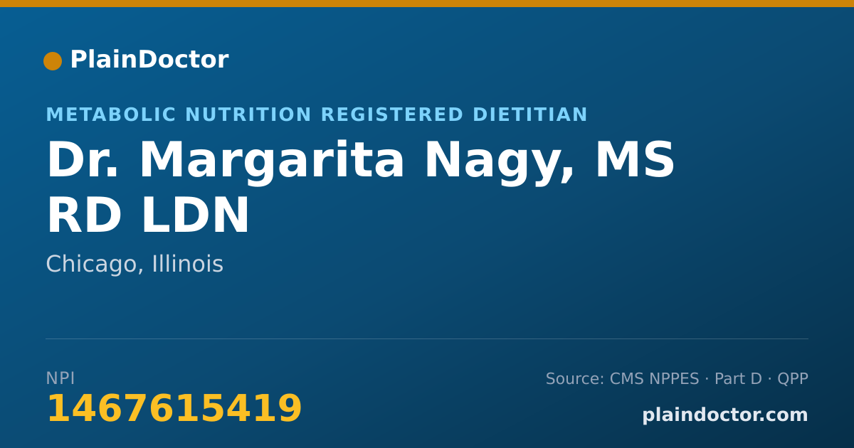 Shareable card for Margarita Nagy, MS RD LDN - Metabolic Nutrition Registered Dietitian, Chicago, IL