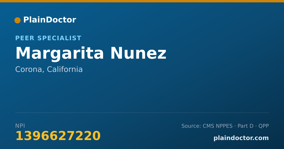 Shareable card for Margarita Nunez - Peer Specialist, Corona, CA
