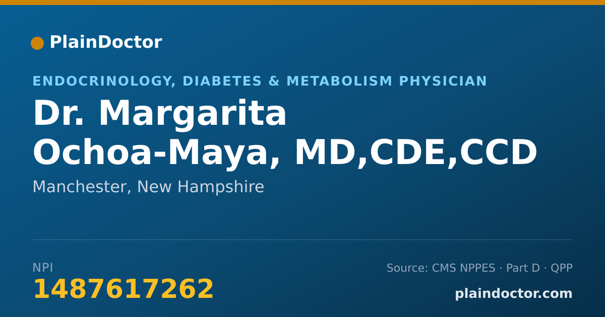 Shareable card for Margarita Ochoa-Maya, MD,CDE,CCD - Endocrinology, Diabetes & Metabolism Physician, Manchester, NH
