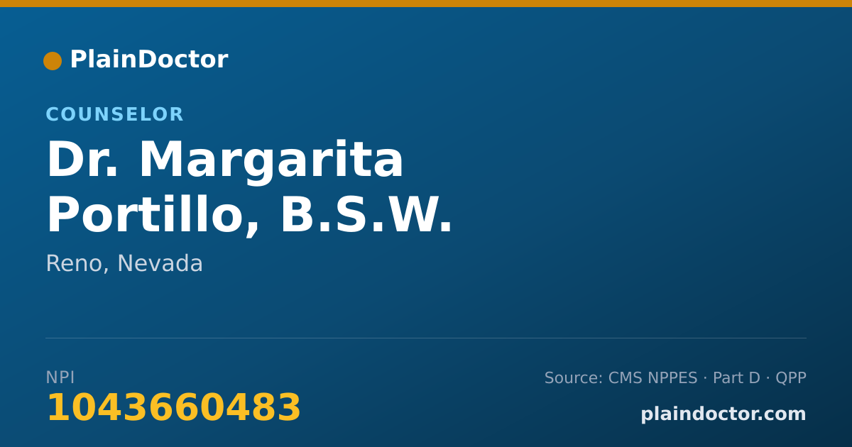 Shareable card for Margarita Portillo, B.S.W. - Counselor, Reno, NV