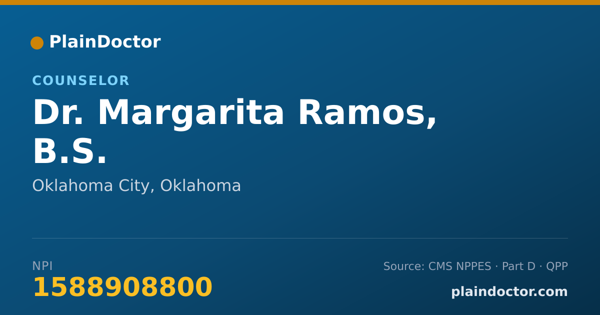 Shareable card for Margarita Ramos, B.S. - Counselor, Oklahoma City, OK