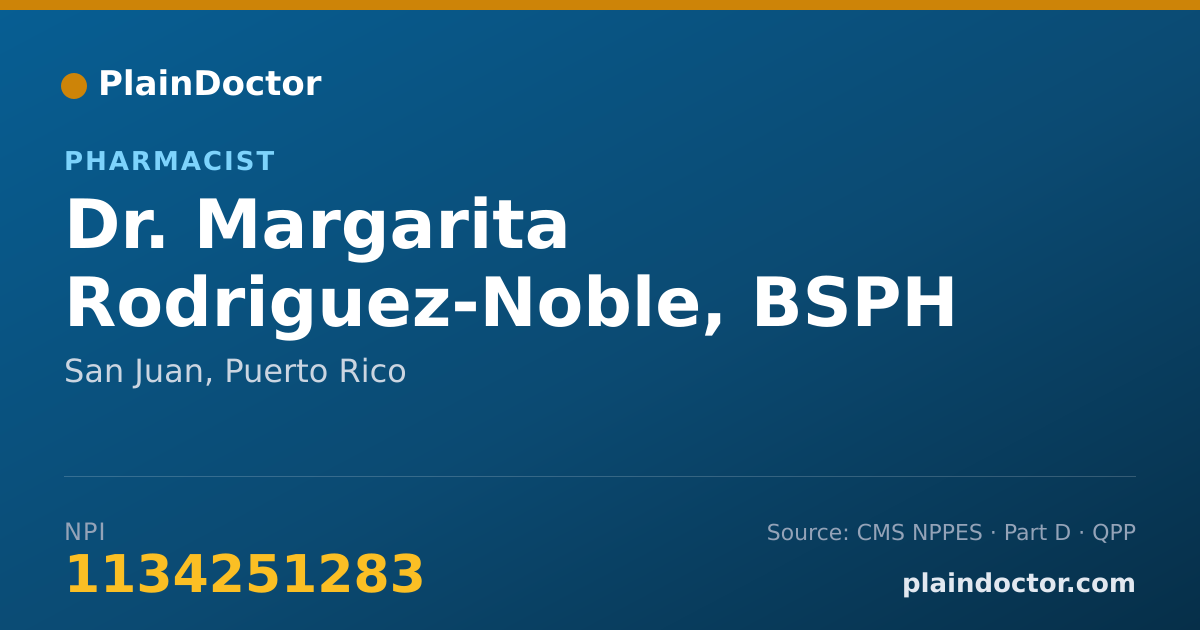 Shareable card for Margarita Rodriguez-Noble, BSPH - Pharmacist, San Juan, PR