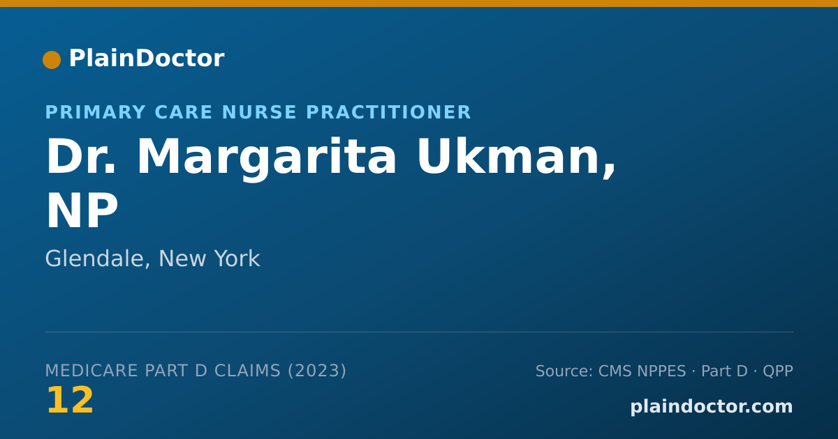 Shareable card for Margarita Ukman, NP - Primary Care Nurse Practitioner, Glendale, NY