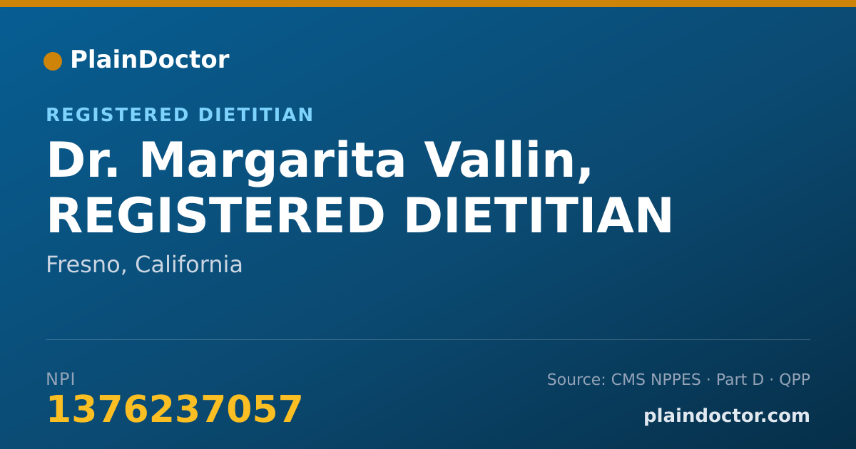 Shareable card for Margarita Vallin, REGISTERED DIETITIAN - Registered Dietitian, Fresno, CA