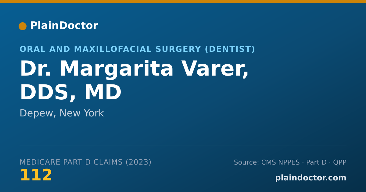 Shareable card for Margarita Varer, DDS, MD - Oral and Maxillofacial Surgery (Dentist), Depew, NY