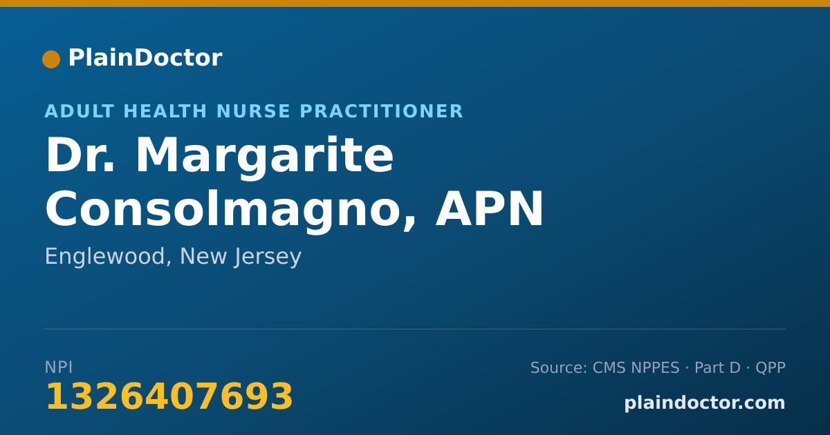 Shareable card for Margarite Consolmagno, APN - Adult Health Nurse Practitioner, Englewood, NJ
