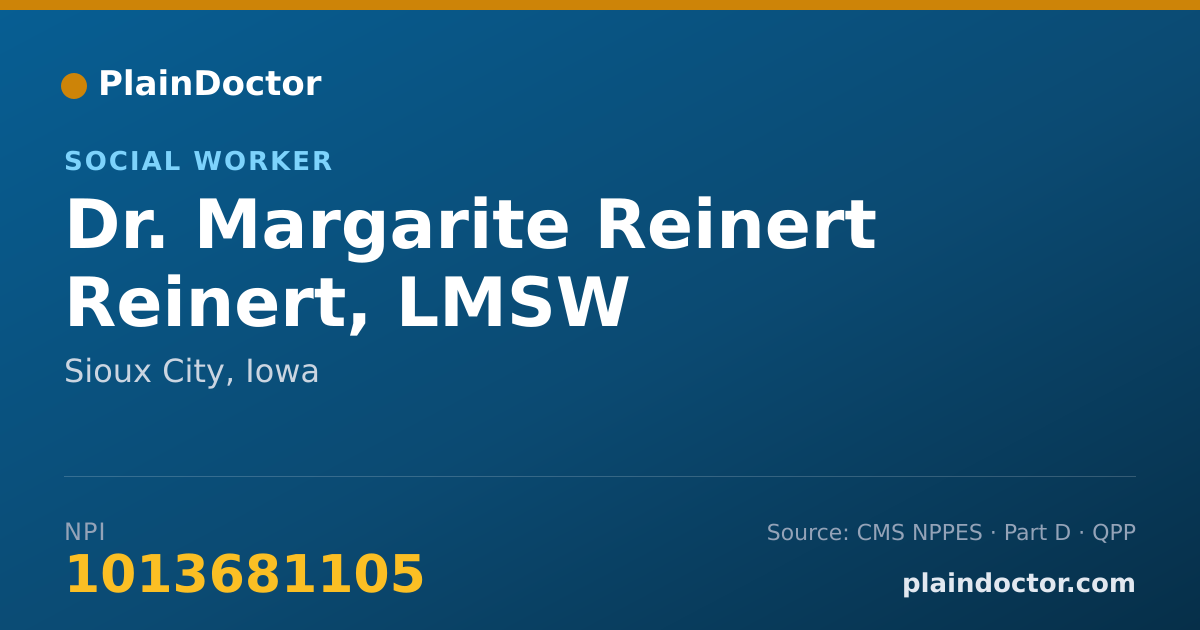 Shareable card for Margarite Reinert Reinert, LMSW - Social Worker, Sioux City, IA