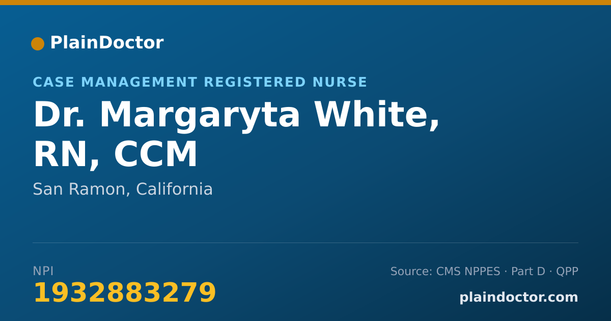 Shareable card for Margaryta White, RN, CCM - Case Management Registered Nurse, San Ramon, CA