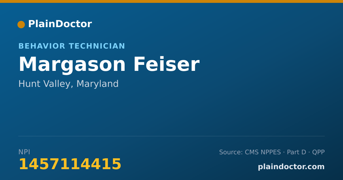 Shareable card for Margason Feiser - Behavior Technician, Hunt Valley, MD
