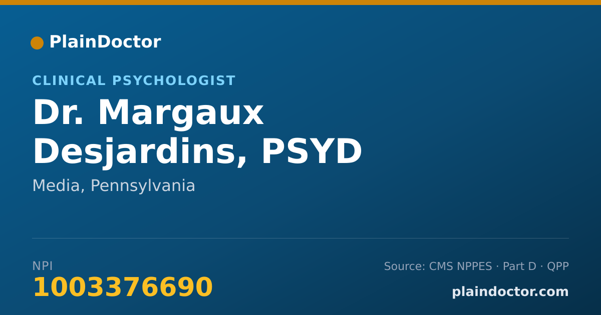 Shareable card for Margaux Desjardins, PSYD - Clinical Psychologist, Media, PA