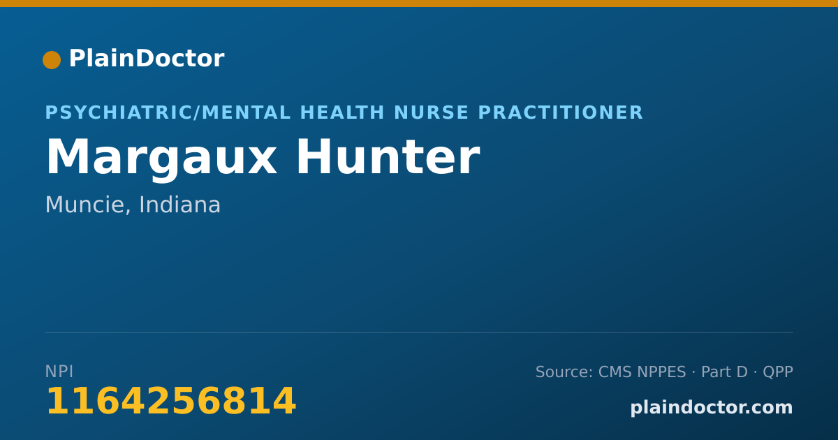 Shareable card for Margaux Hunter - Psychiatric/Mental Health Nurse Practitioner, Muncie, IN
