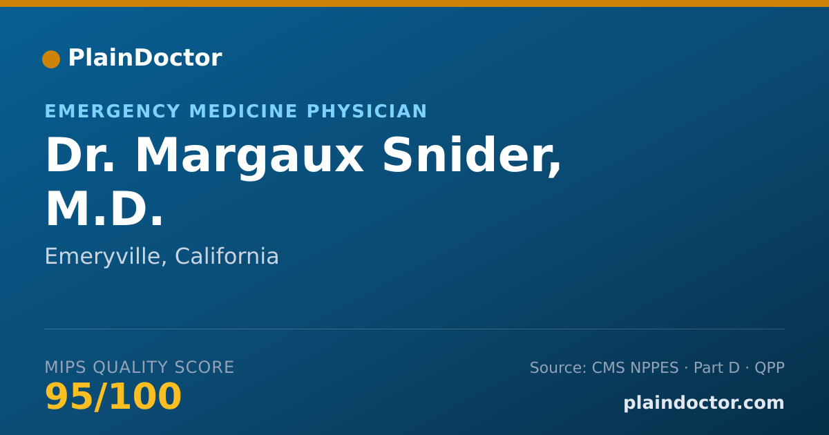 Shareable card for Margaux Snider, M.D. - Emergency Medicine Physician, Emeryville, CA