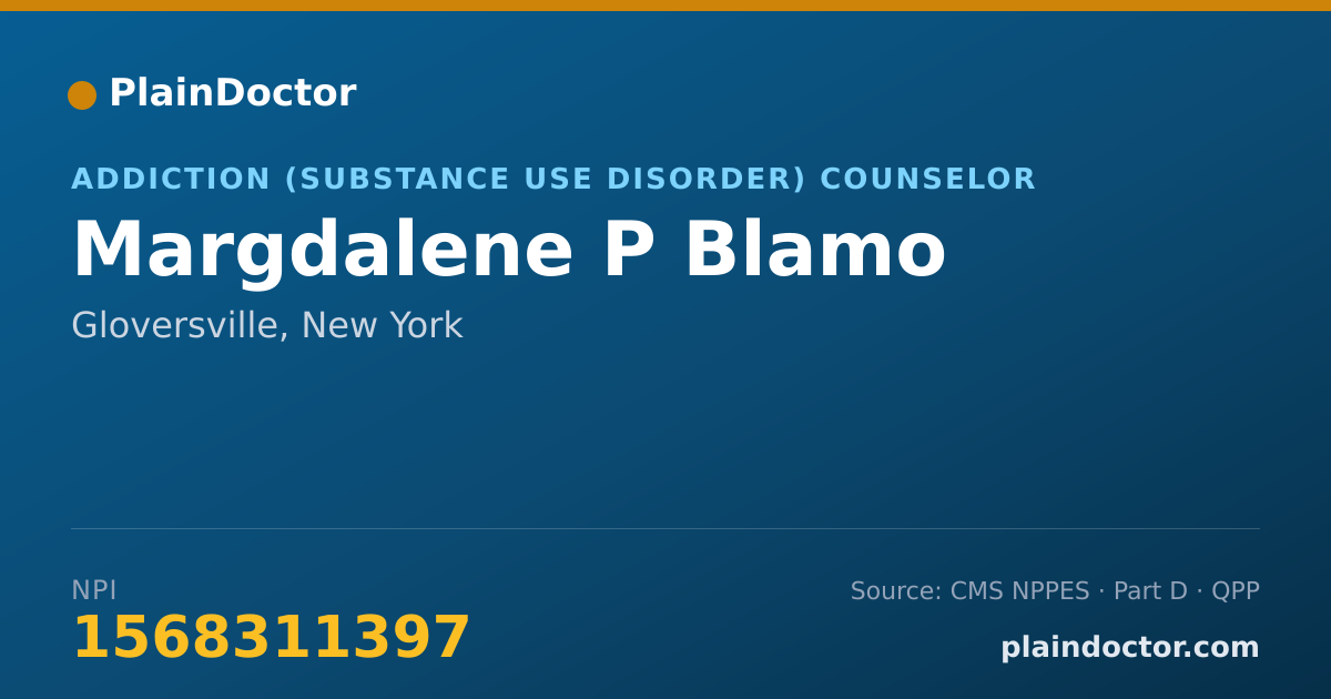 Shareable card for Margdalene P Blamo - Addiction (Substance Use Disorder) Counselor, Gloversville, NY