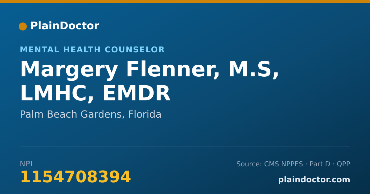 Shareable card for Margery Flenner, M.S, LMHC, EMDR - Mental Health Counselor, Palm Beach Gardens, FL