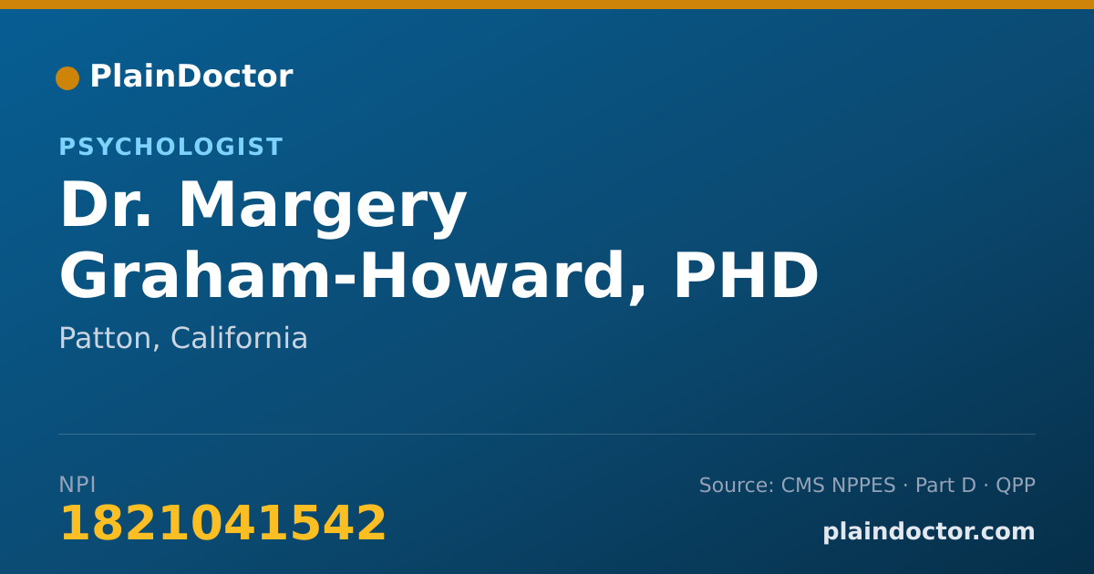 Shareable card for Margery Graham-Howard, PHD - Psychologist, Patton, CA