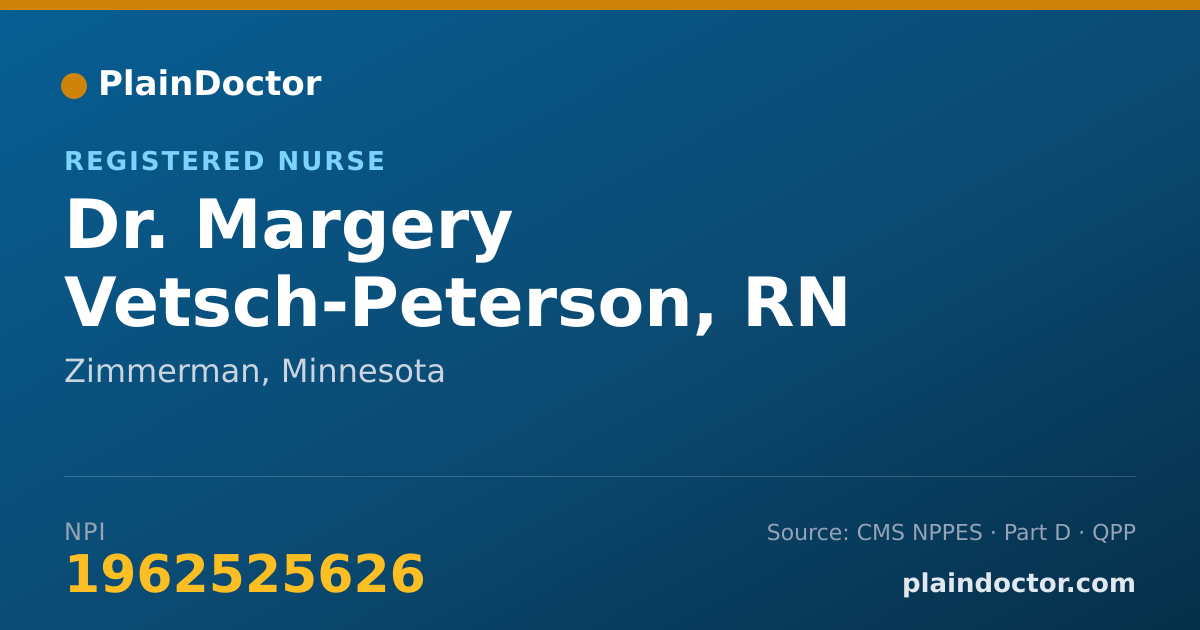 Shareable card for Margery Vetsch-Peterson, RN - Registered Nurse, Zimmerman, MN