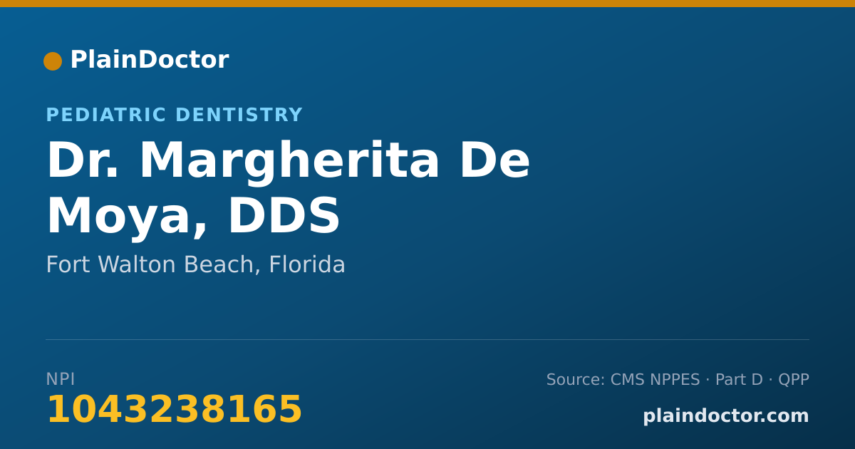 Shareable card for Margherita De Moya, DDS - Pediatric Dentistry, Fort Walton Beach, FL