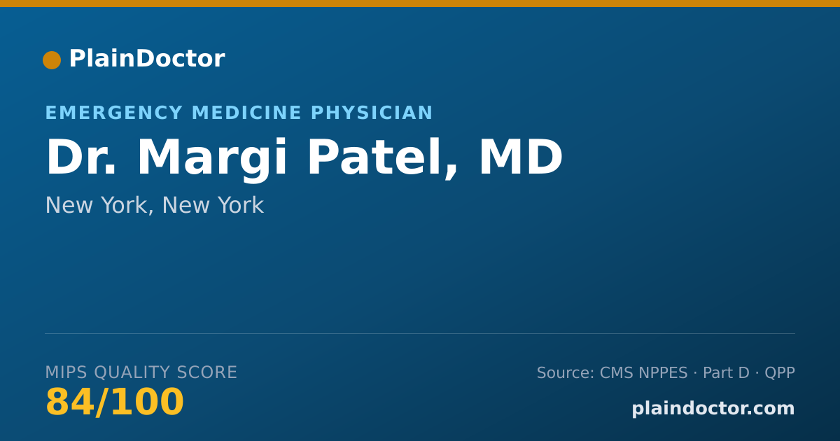 Shareable card for Margi Patel, MD - Emergency Medicine Physician, New York, NY
