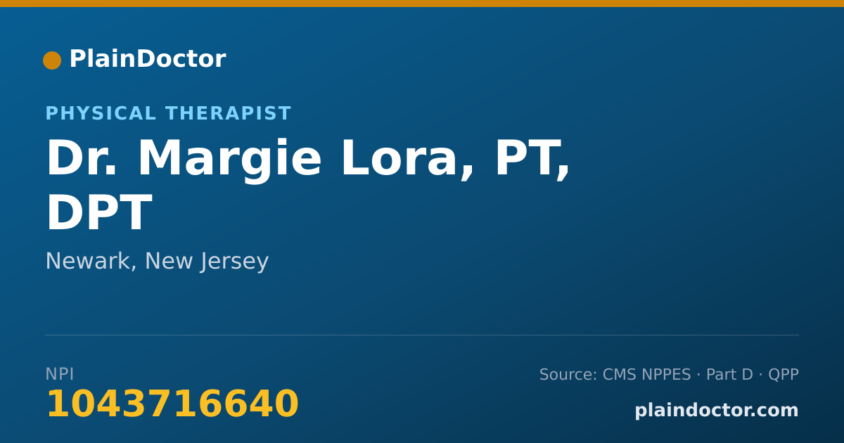 Shareable card for Margie Lora, PT, DPT - Physical Therapist, Newark, NJ