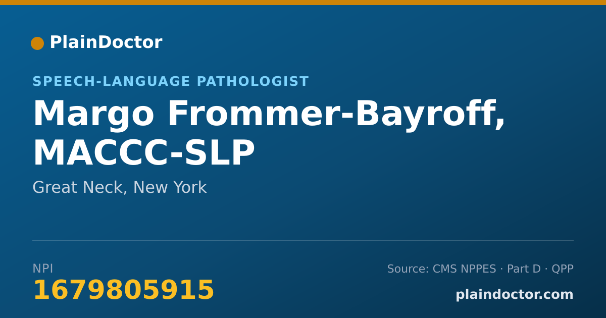 Shareable card for Margo Frommer-Bayroff, MACCC-SLP - Speech-Language Pathologist, Great Neck, NY