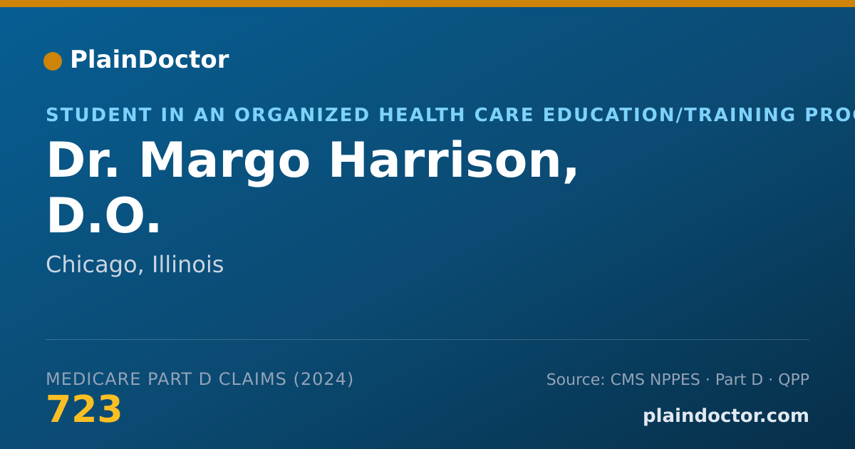 Shareable card for Margo Harrison, D.O. - Student in an Organized Health Care Education/Training Program, Chicago, IL