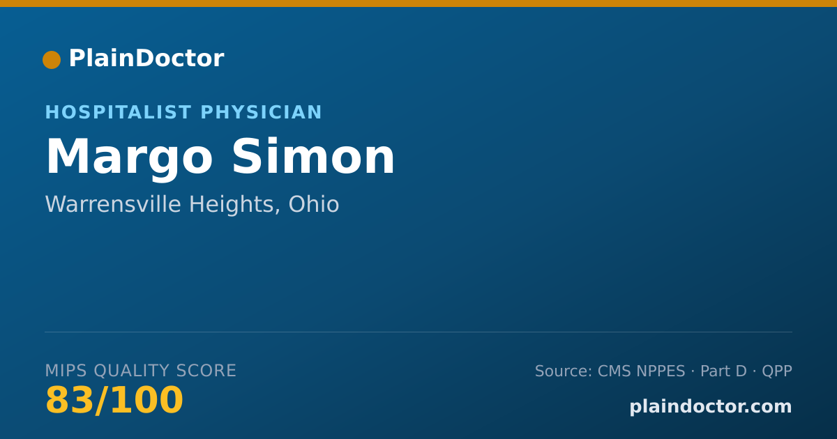 Shareable card for Margo Simon - Hospitalist Physician, Warrensville Heights, OH