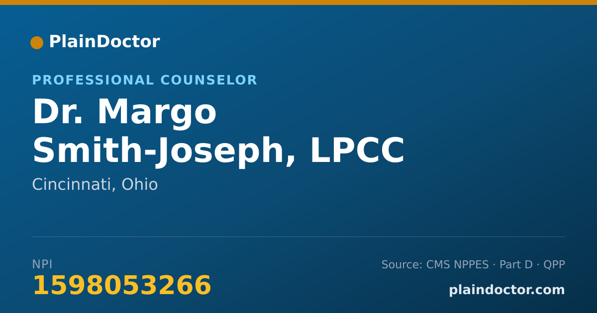 Shareable card for Margo Smith-Joseph, LPCC - Professional Counselor, Cincinnati, OH