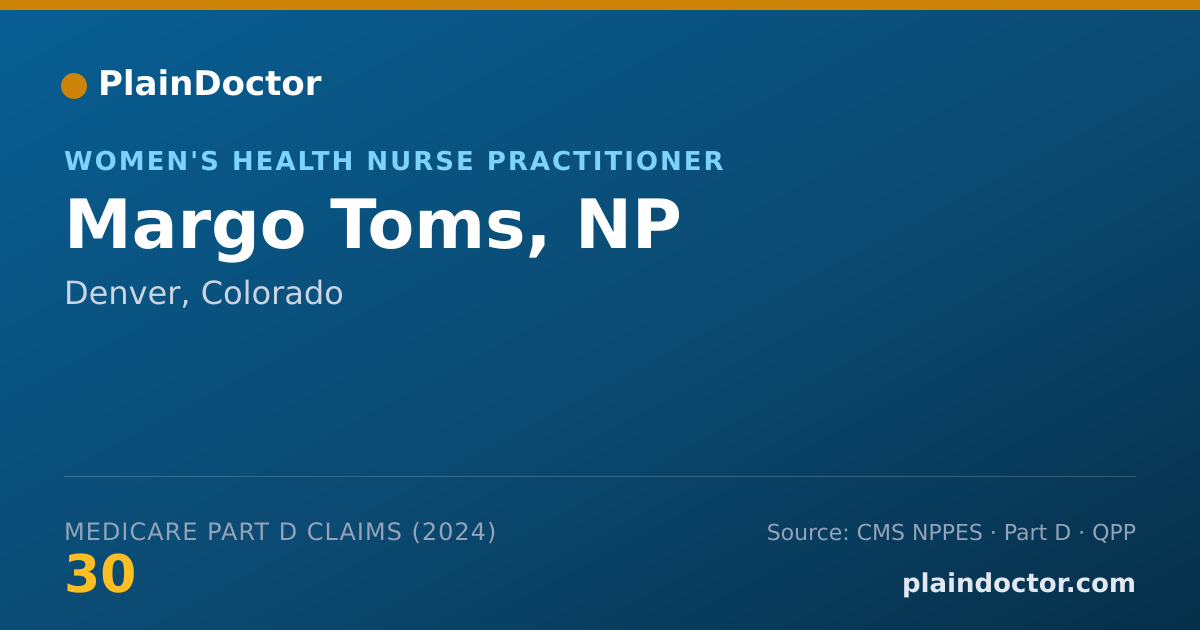 Shareable card for Margo Toms, NP - Women's Health Nurse Practitioner, Denver, CO