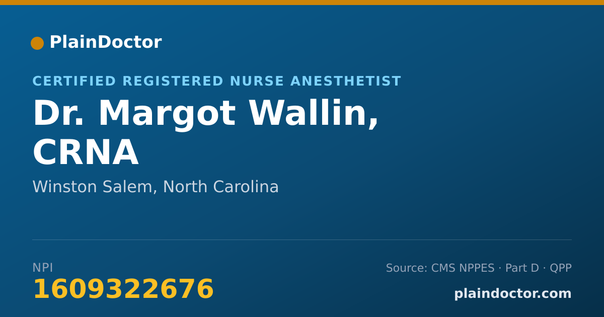 Shareable card for Margot Wallin, CRNA - Certified Registered Nurse Anesthetist, Winston Salem, NC