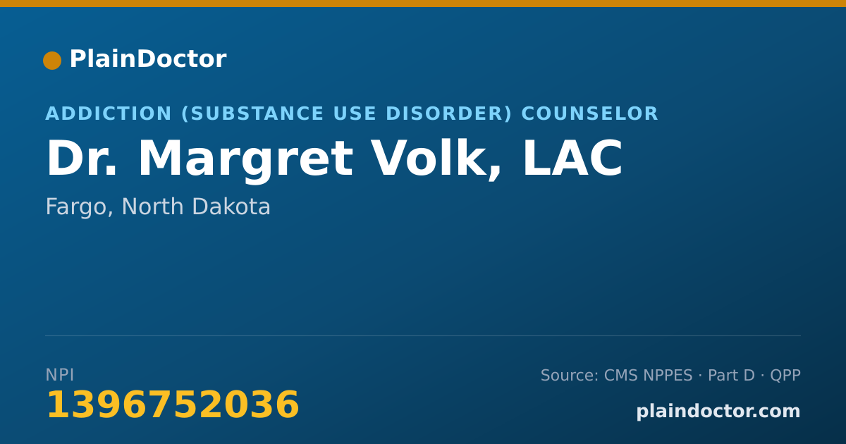 Shareable card for Margret Volk, LAC - Addiction (Substance Use Disorder) Counselor, Fargo, ND