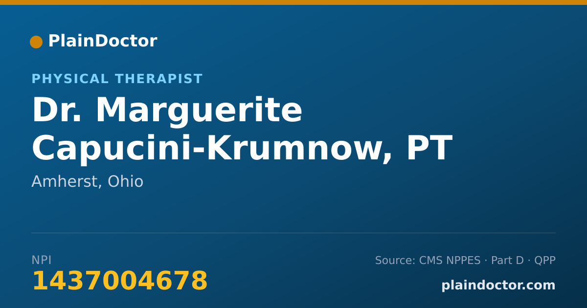 Shareable card for Marguerite Capucini-Krumnow, PT - Physical Therapist, Amherst, OH