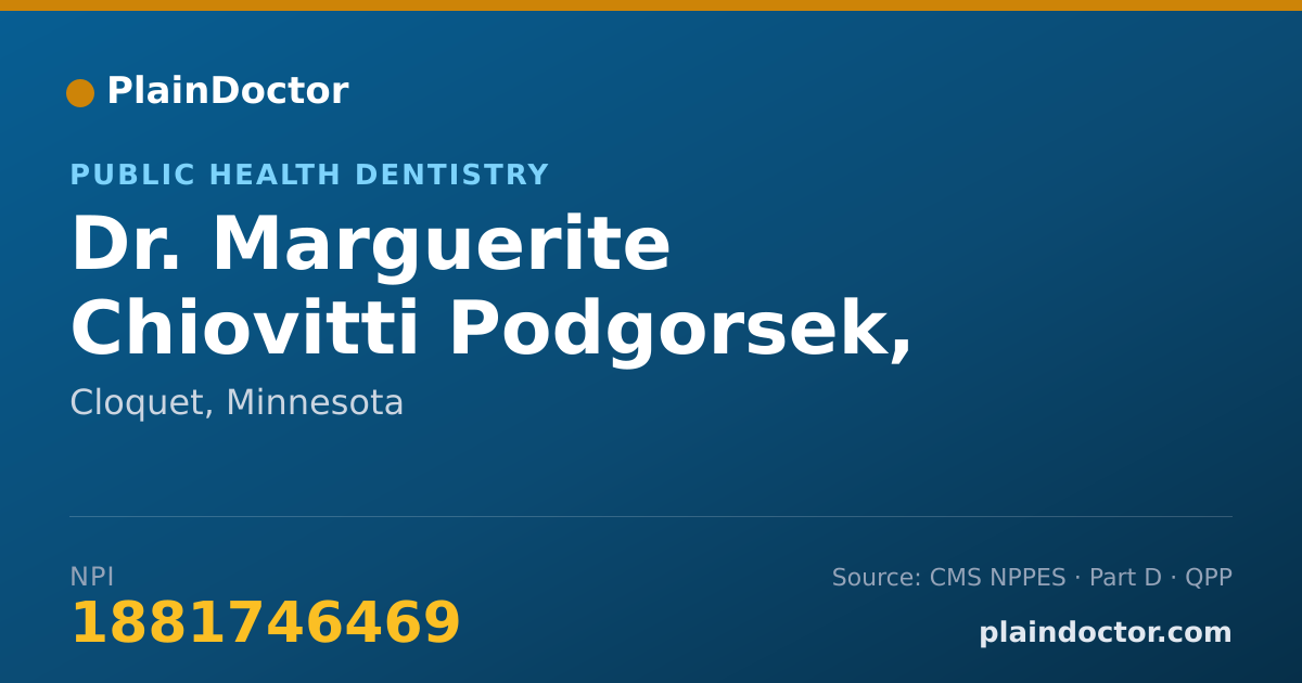 Shareable card for Marguerite Chiovitti Podgorsek, DDS - Public Health Dentistry, Cloquet, MN
